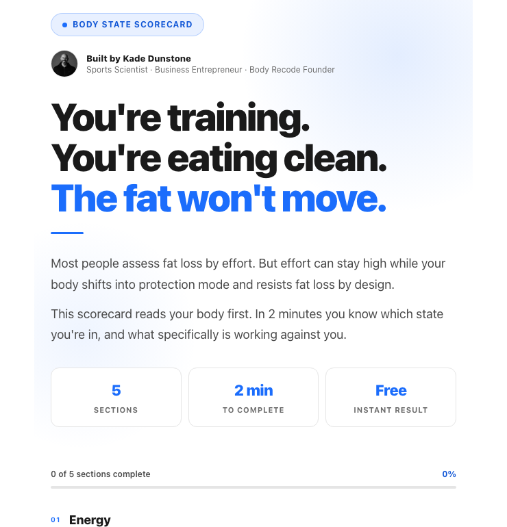 Body Recode scorecard quiz